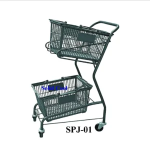 2 Tier Powder Coating Shopping Trolley