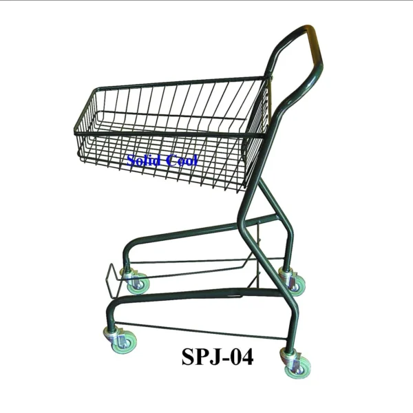 2 Tier Powder Coating Shopping Trolley with 1 steel basket