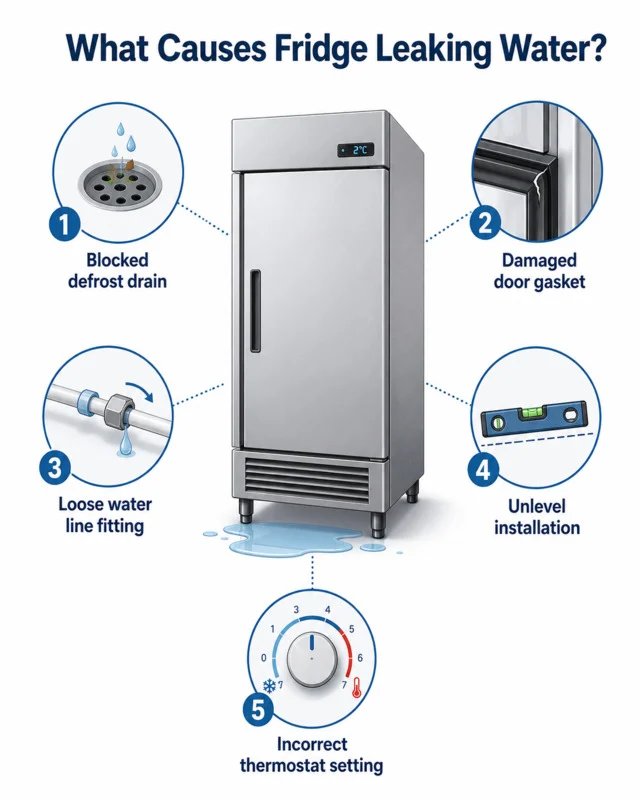 Causes fridge leaking water on the floor
