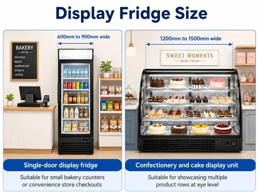 Display fridge size for better product visibility