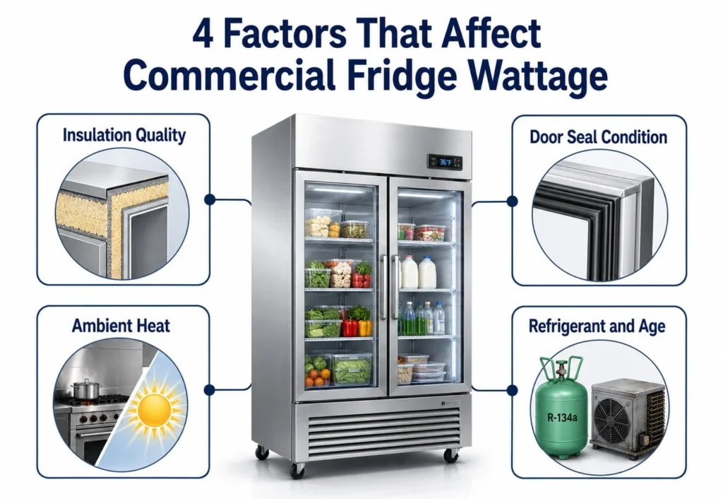 Factors that affect the commercial fridge wattage