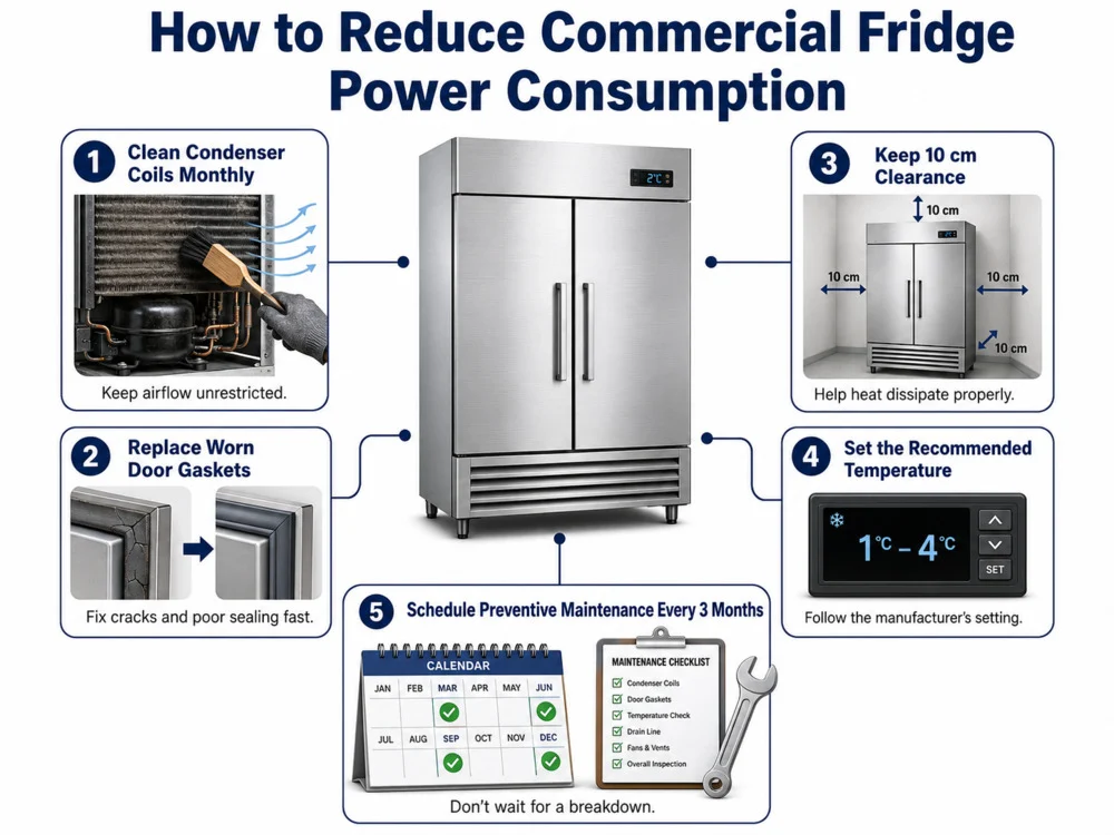 Ways to reduce commercial fridge power consumption